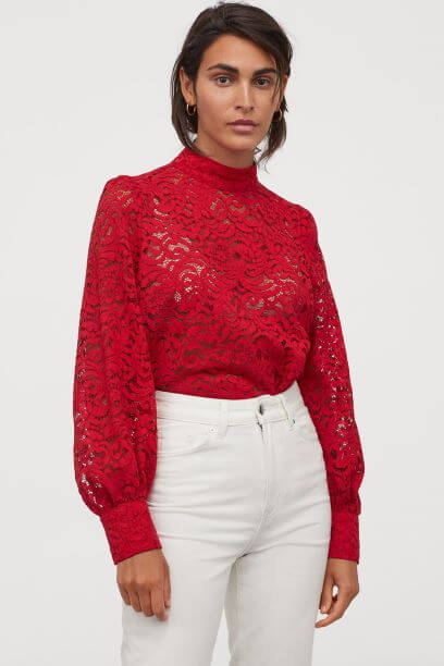 Red Lace Blouse