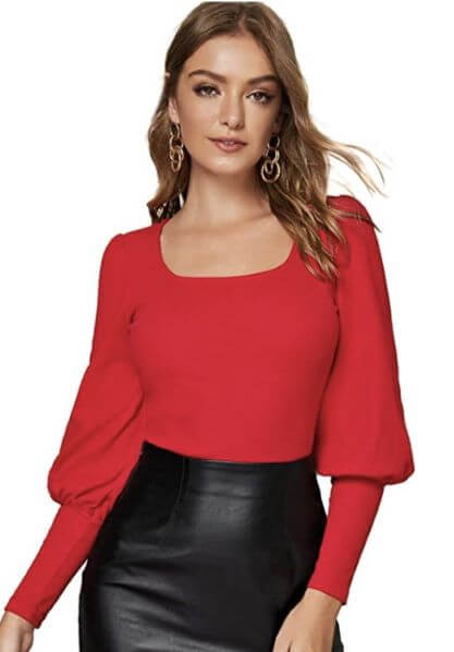 Red Blouse with leg of mutton