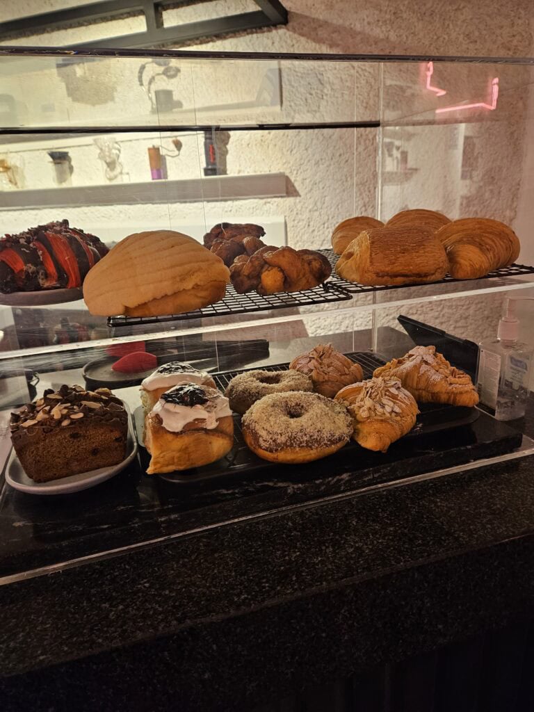 Pastry display at Tinoc Coffee Cafe in Merida Mexico
