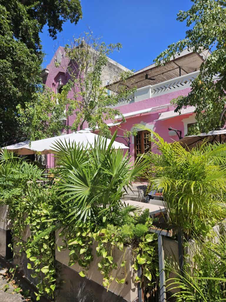 Outside view of the Pink Boutique Hotel, Roses & Xocolate, in Merida Mexico