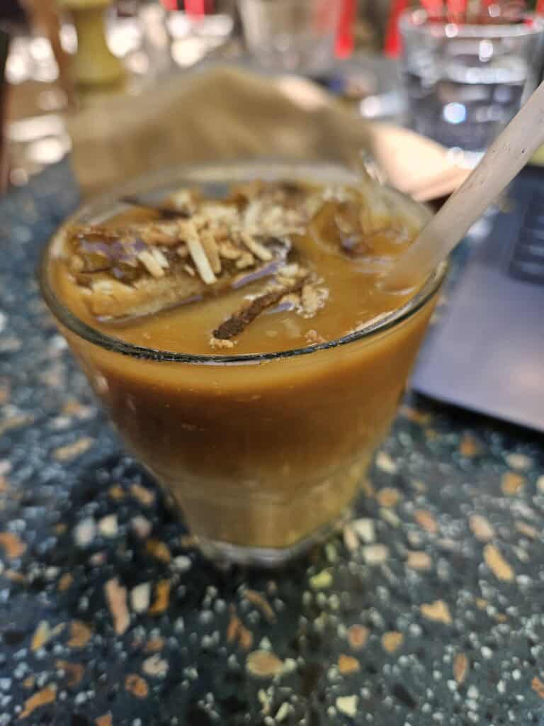 Horchata drink in a glass of ice in Merida Mexico