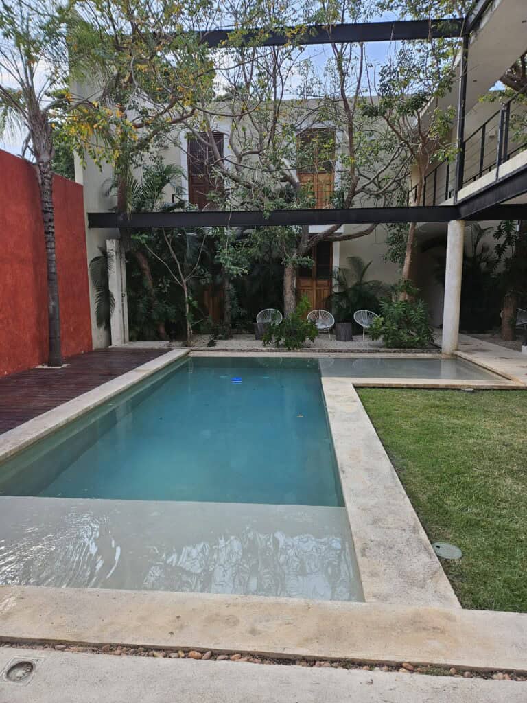 The pool view at Mas Palomas Concept House Merida Mexico