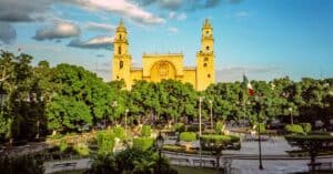 A view of the Plaza Grande in Merida, Mexico.
