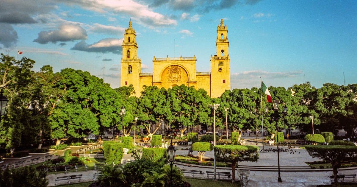 A view of the Plaza Grande in Merida, Mexico.