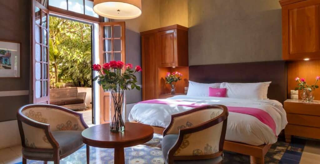 A view of a room in the Roses & Xocolate Boutique Hotel in Merida