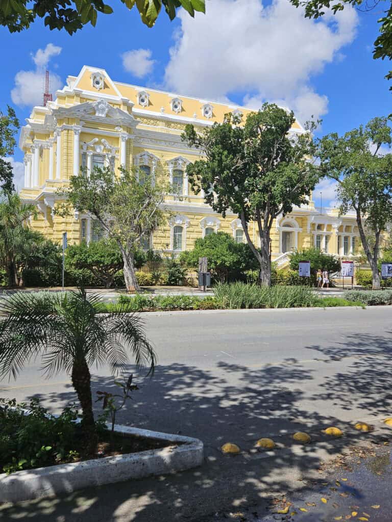 Prominent yellow mansion on Paseo de Montejo known as the Palacio Canton. It now houses the Regional Anthropology and History Museum