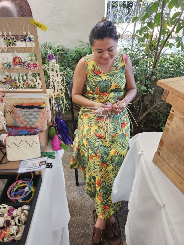 A local artisan set up on Sunday along the Paseo de Montejo in Merida Mexico