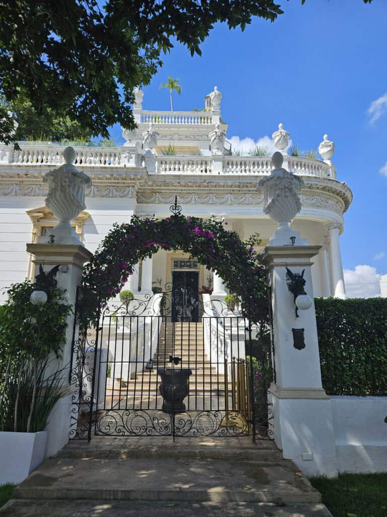 White manion, Casa del Minarete, located along Paseo de Montejo in Merida, Mexico