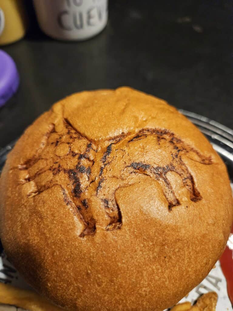 Branded bun with a coyote at the restaurant coyote in Oaxaca Mexico
