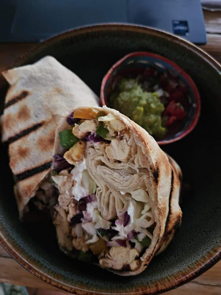 Burrito at restaurant Aqavero in Oaxaca