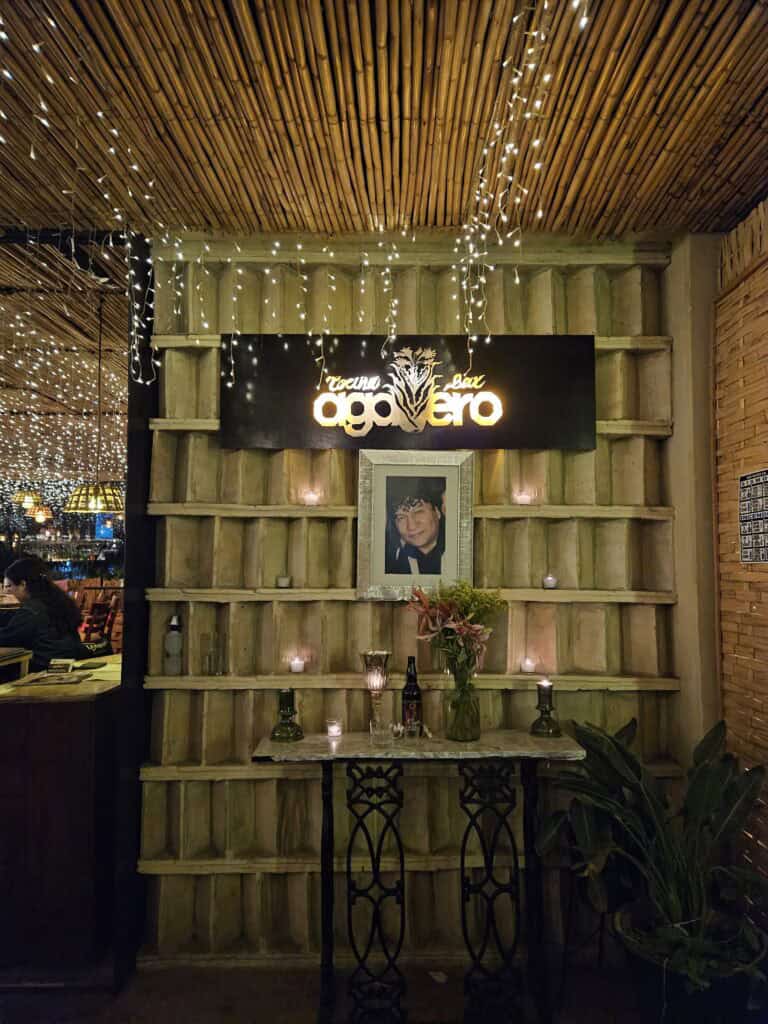 Exterior entrace to Aqavero restaurant in Oaxaca