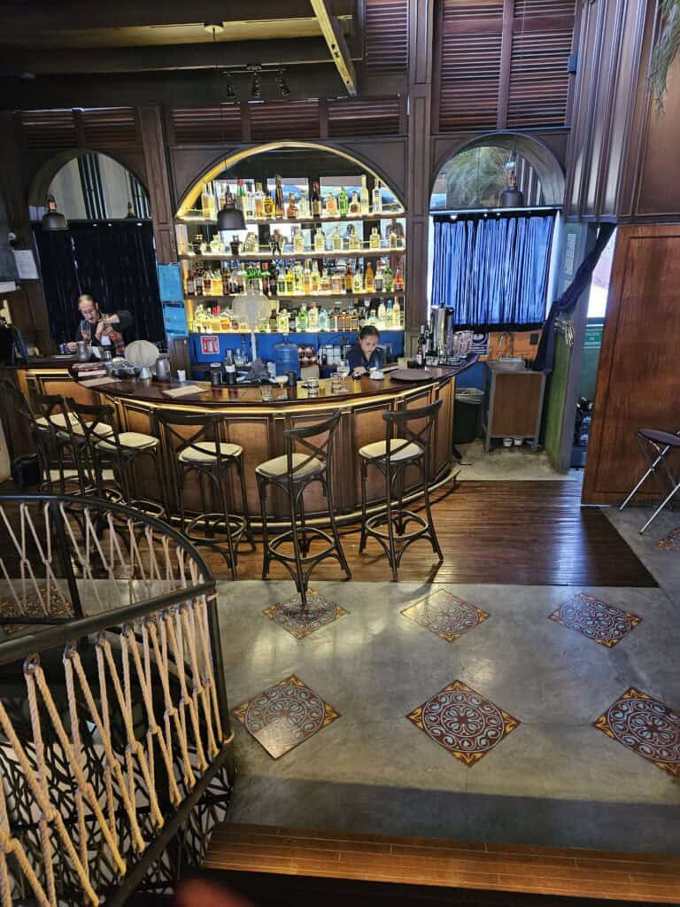 Bar area in the restaurant Sur El Norte in Oaxaca Mexico