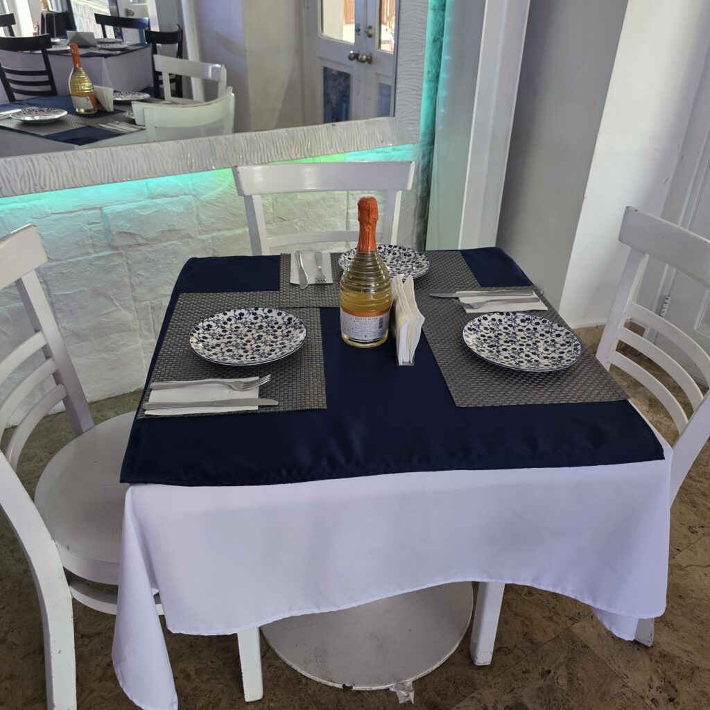 Table set for two at La Fisheria in Casco Viejo