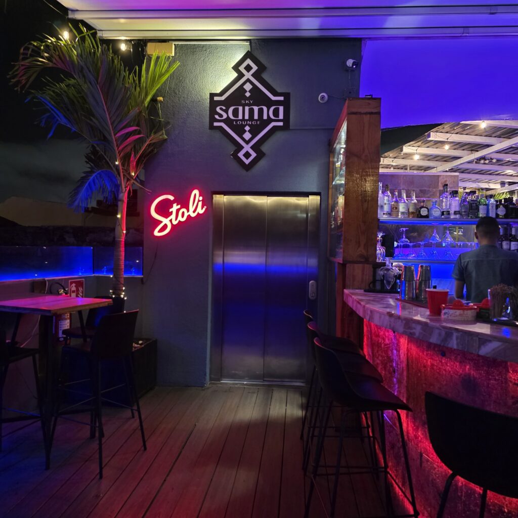 Sama sign for rooftop bar in Casco Viejo Panama