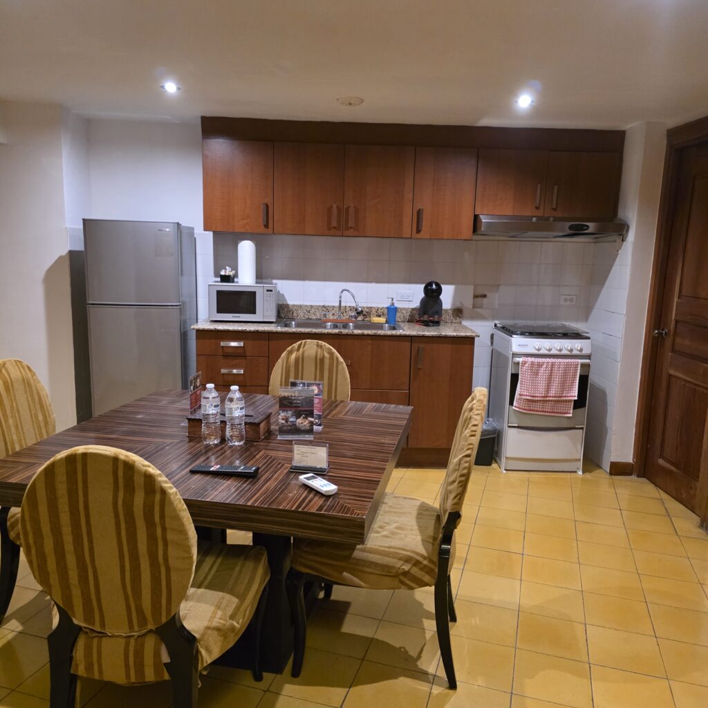 Kitchen and dining room view at the Oasis Hotel in Casco Viejo Panama