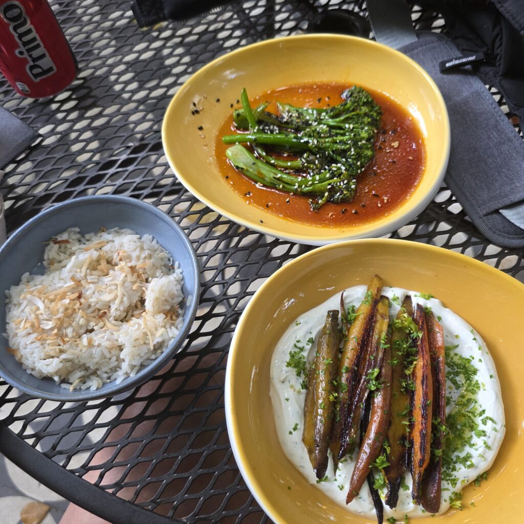 Three vegetable dishes at Morah Cafe in Casco Viejo Panama