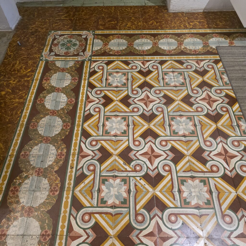 Beautiful mosaic floor tile in Donovan Hotel in Casco Viejo Panama