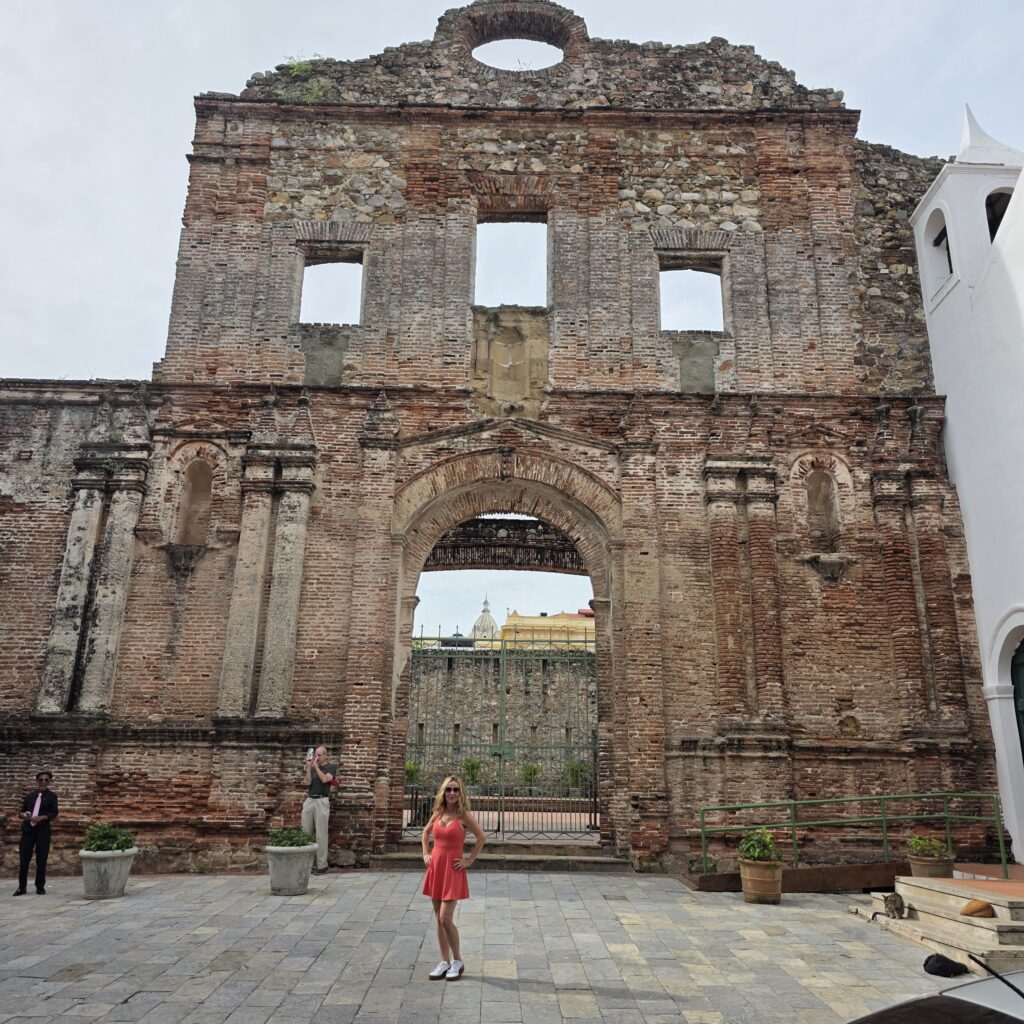 Ruins in Casco Viejo of Panama City with me posing in front