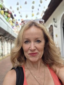 Me with the background of Sombrero Street or the street of hats in Casco Viejo Panama
