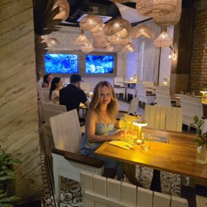 Me enjoying a table for one in Panama City Panama.