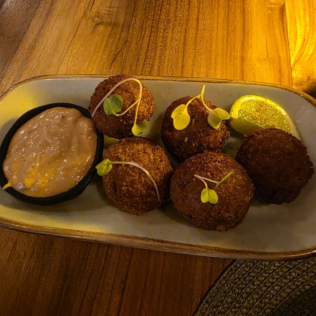 Dish of food with a sauce at Kobore Restaurant in Casco Viejo Panama