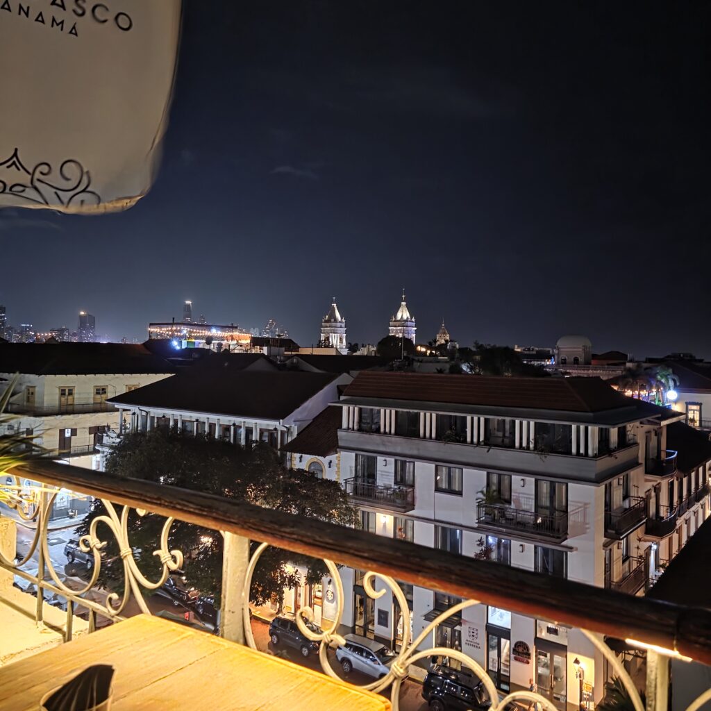 View from CasaCasco rooftop bar in Casco Viejo Panama