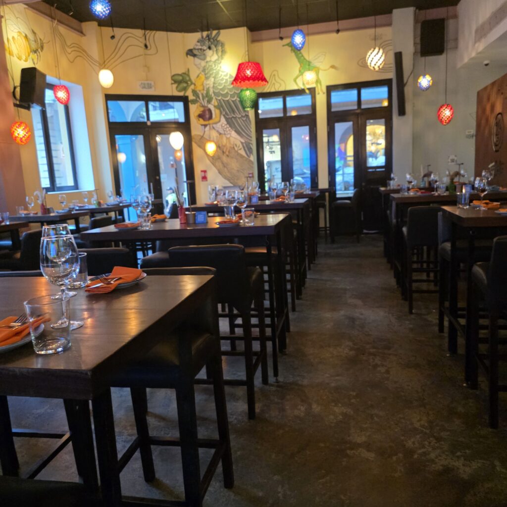 Dining area of Tantalo Rooftop Bar in Casco Viejo Panama