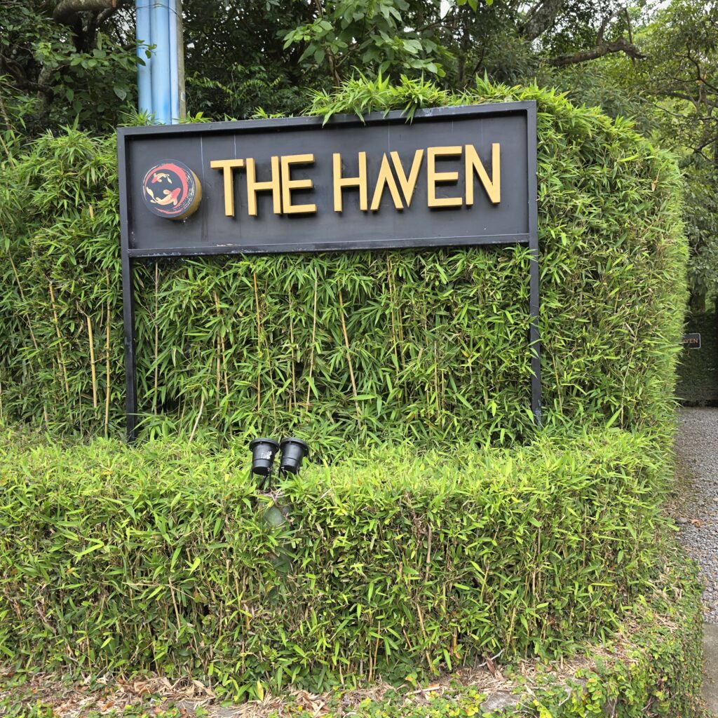 The sign for The Haven Hotel and Spa in Boquete Panama